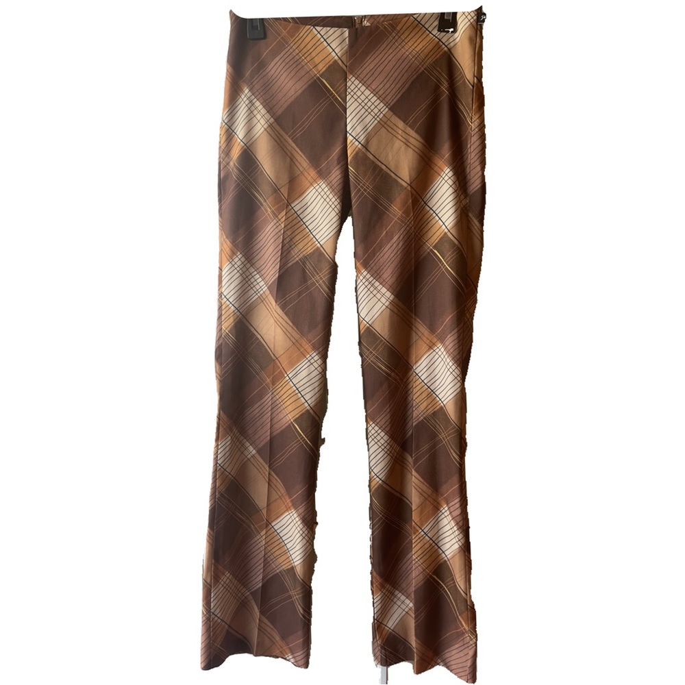Revicci Plaid Vintage High Rise Brown Flare Pants Size Small Vintage 90s Y2K